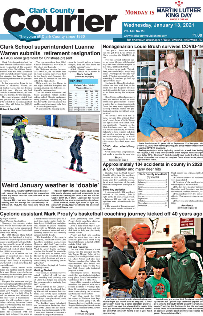 1-13 Clark Courier front page