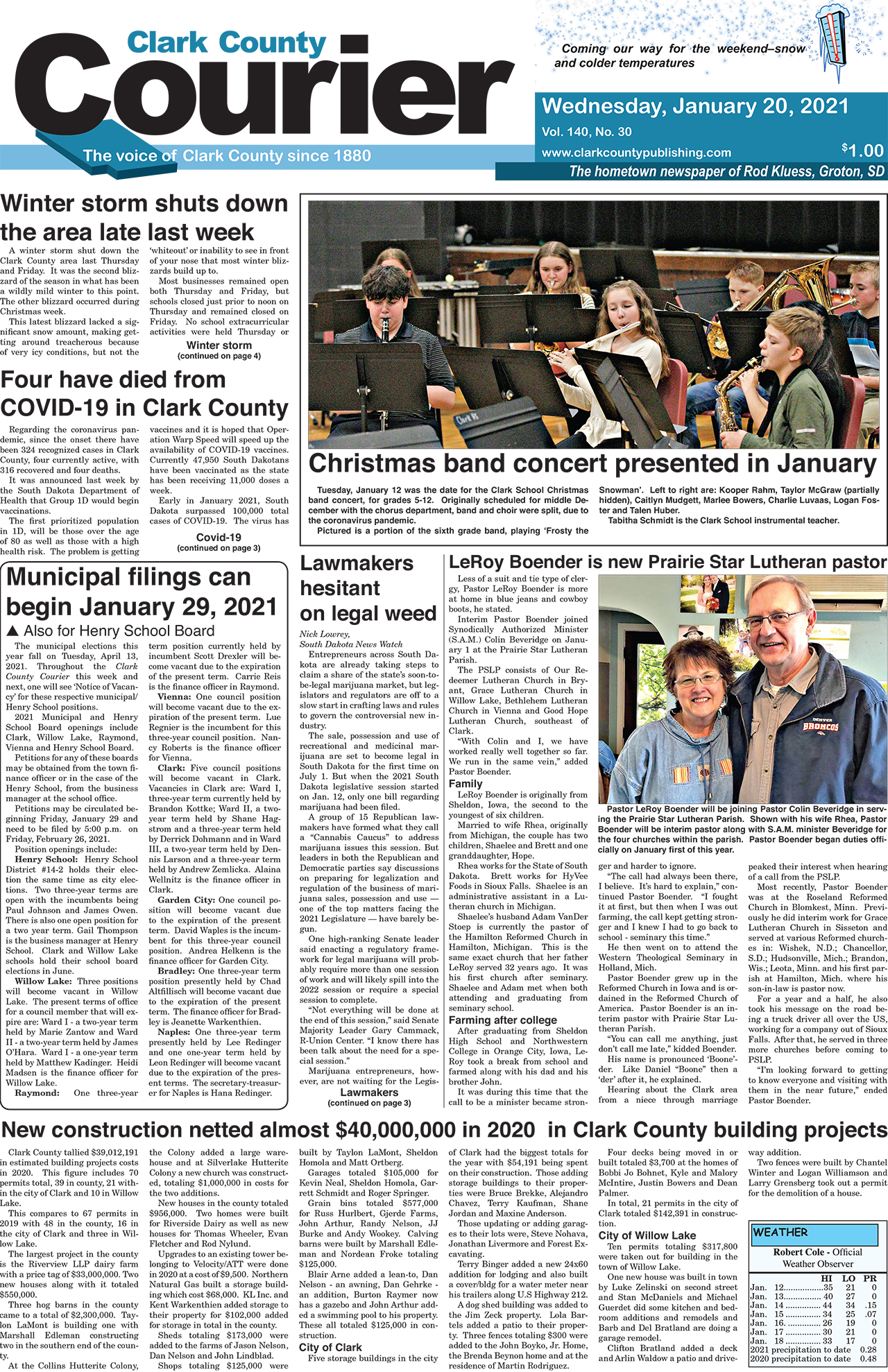 1-20 Clark Courier Front Page