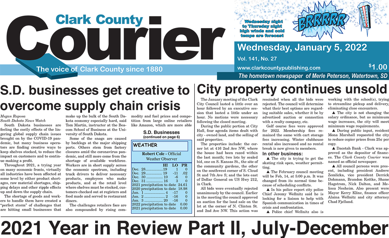 1-5 Clark Courier front page cropped