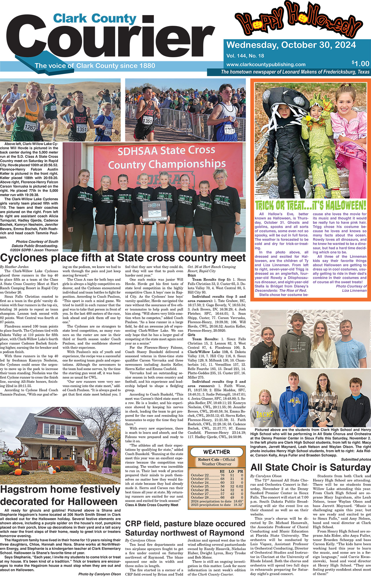 courier front page for Oct 30 2024