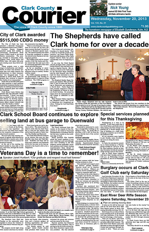 11-20 Clark Courier front page