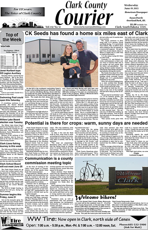 2013-6-19 Clark Courier front page
