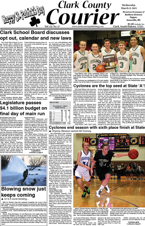 3-13 Clark Courier front page