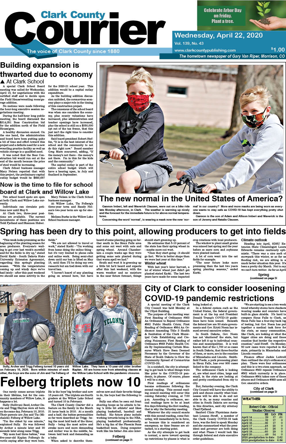 4-22 Clark Courier front page