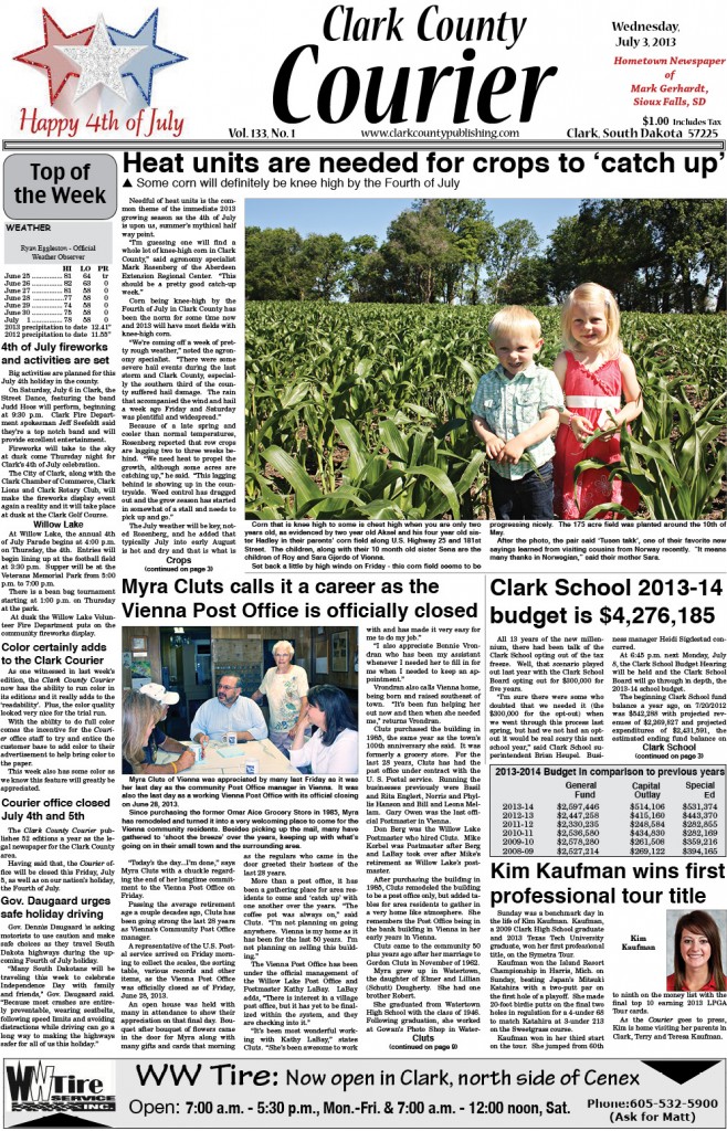 7-3 Clark Courier front page