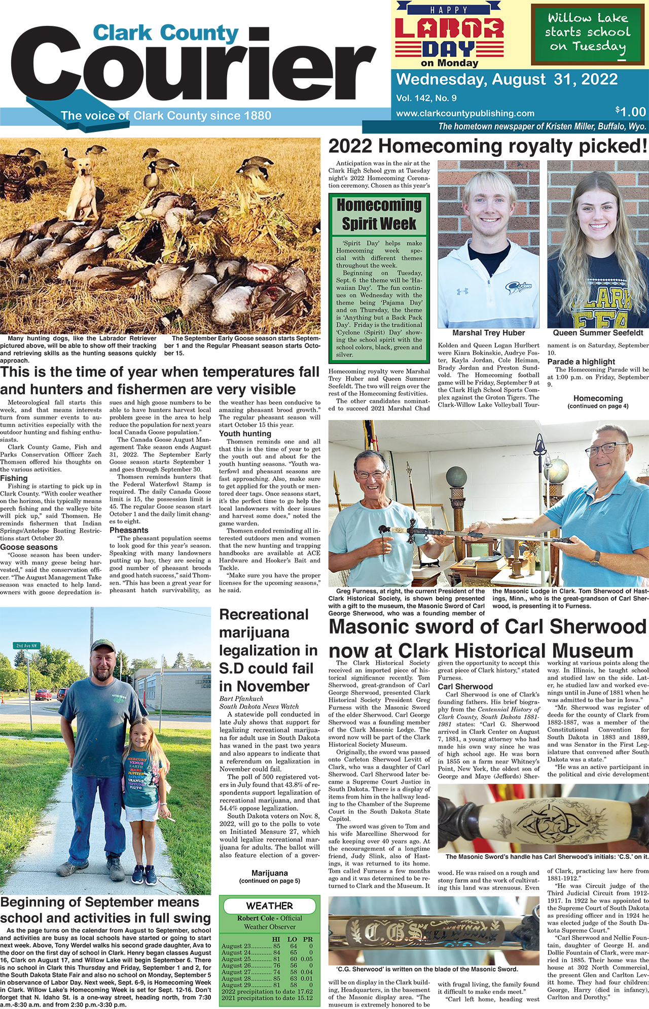 8-31-22 Courier Front page