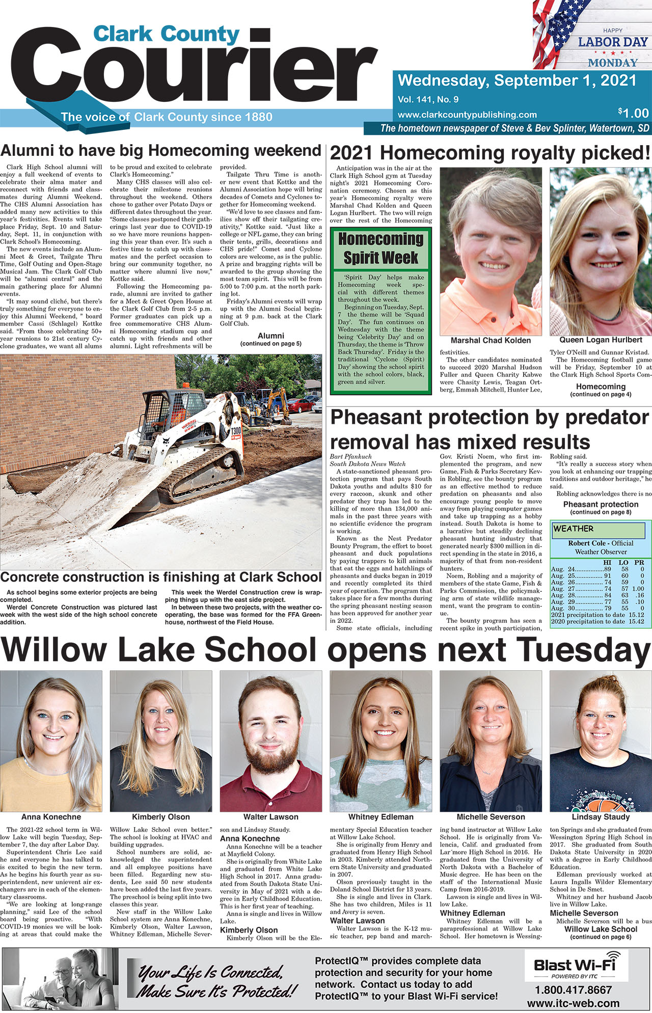 9-1 Clark Courier Front Page