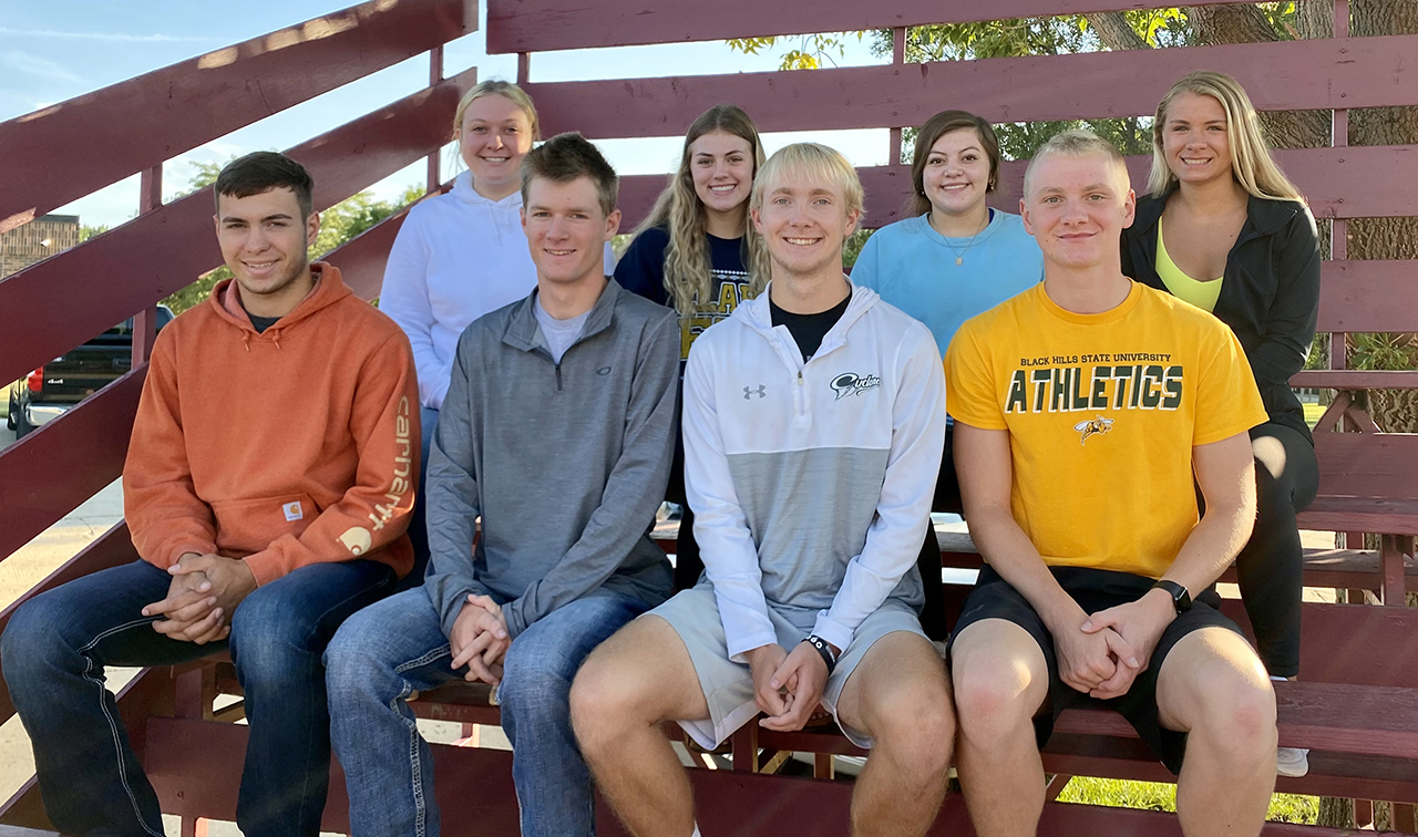 high school seniors on bleachers