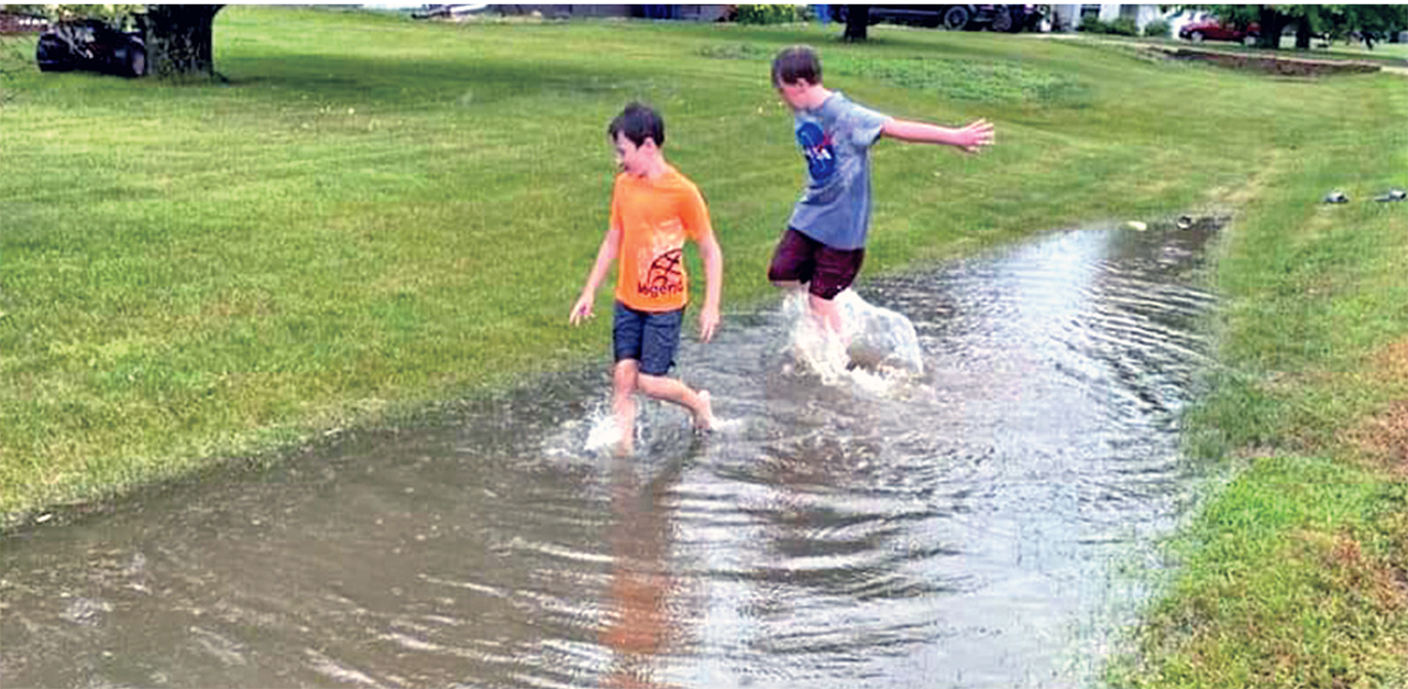 kids playing in rain