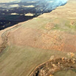 arial photo of a fire